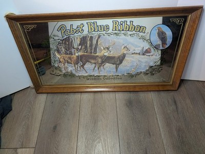 Pabst Blue Ribbon Whitetails Deer Beer Mirror PBR Bar Decor Vintage 1990 