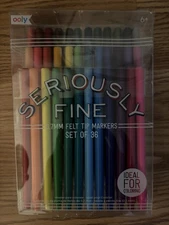 Ooly Seriously Fine Felt Tip Markers Pack Of 36 0.7mm-New