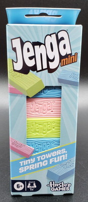 Hasbro Jenga Mini  Spring Edition  Game / Pastel Colored Plastic Blocks NIB