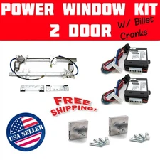 Chevy Truck Flat Glass Power Window Kit + 12V Crank Handle Conversion Switch Kit