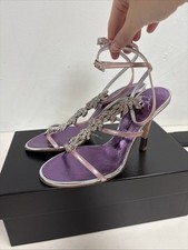 Giuseppe Zanotti Vintage Heels 5.5B Pink Purple Metallic Leather Rhinestone