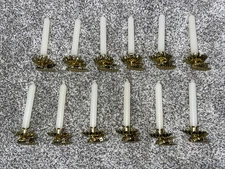 12 Vintage Christmas Tree Candle Clips Holders Gold Aluminum Pinecone Clip.