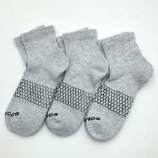 3 Pairs Women's Cushion Quarter Socks athletic Size Large 11-13 Grey Bombas