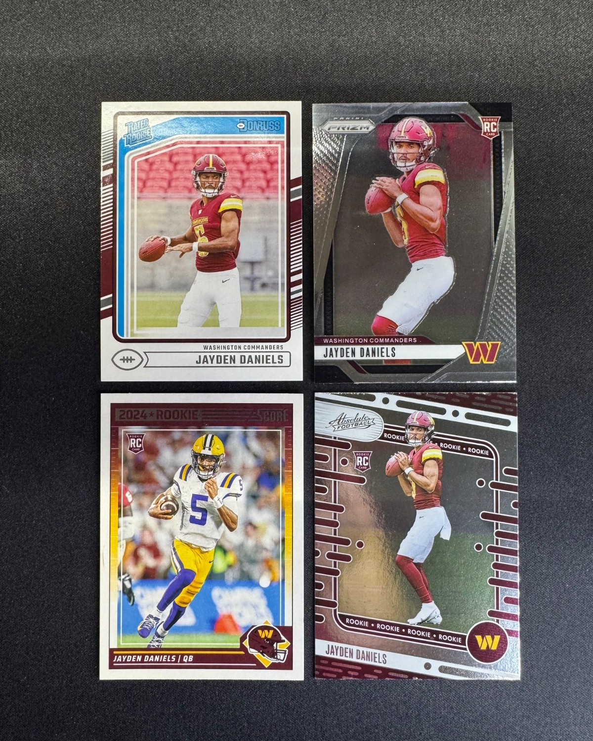 (4) 2024 Panini Prizm Jayden Daniels RC #347 Donruss Rated Rookie Absolute Score