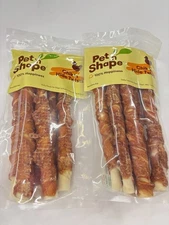 2 Bags x 6 ct = 12 Pet 'n Shape Chik 'n Hide Twist Large Natural Dog Treats