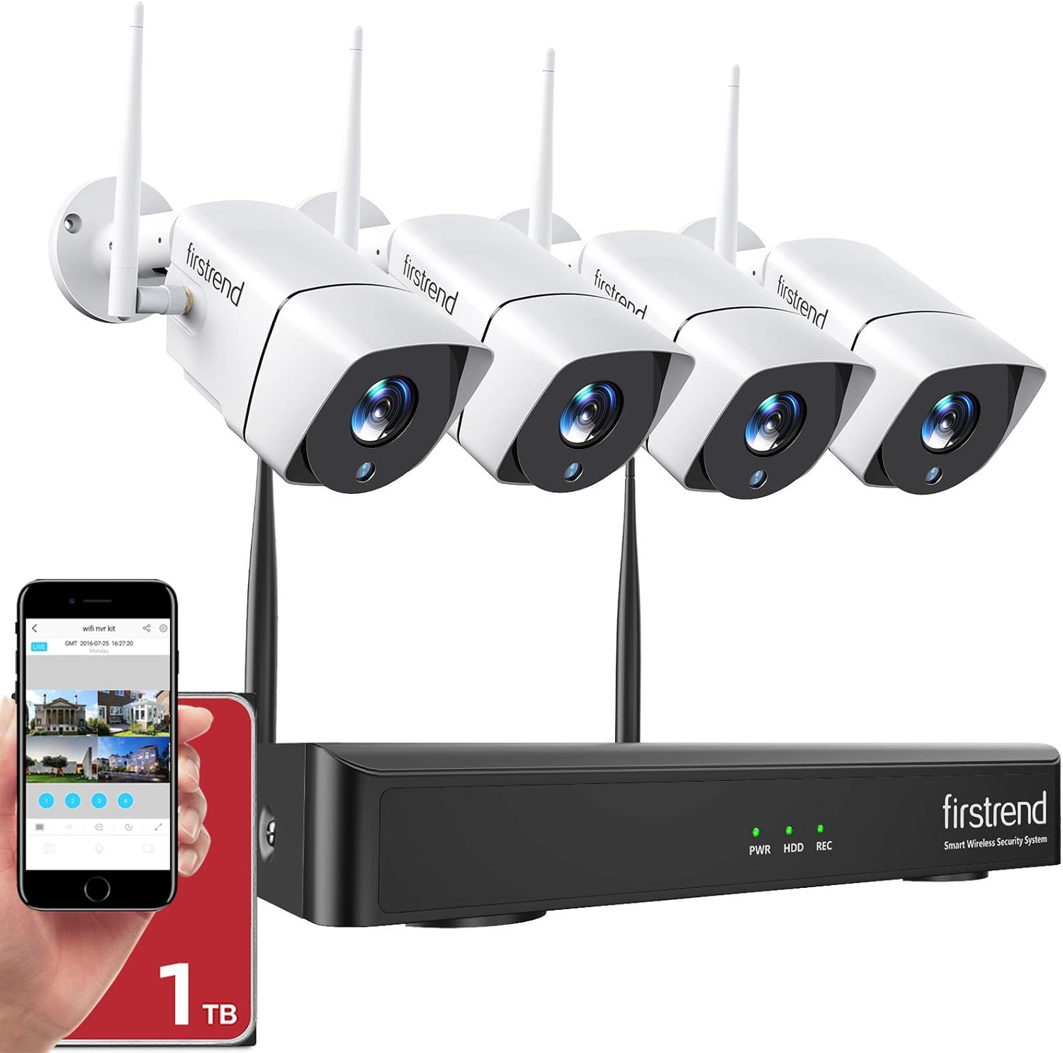 Wireless, 1080p 8ch Wireless Home Security Systems With 4