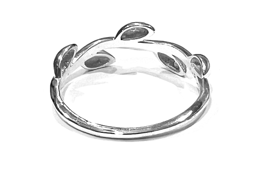 Leaf Vine Sterling Silver Stamped .925 Organic Design Ring w/ Petite Band Size 9 - Picture 4 of 5