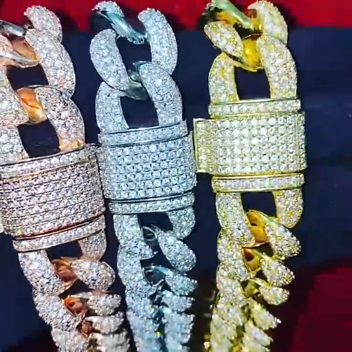 Buy 5AAA+ CZ Ice Out Hop Hip Bling Miami Cuban Link Chain 14k Gold