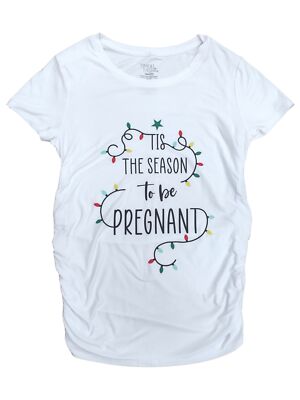 Womens Tis Season To Be Pregnant Christmas Maternity Holiday Tee Shirt