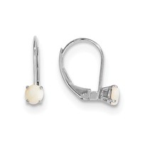 14k White Gold 4mm Round October/opal Leverback Earrings on sale 14k White Gold 4mm Round October/opal Leverback Earrings on sale
