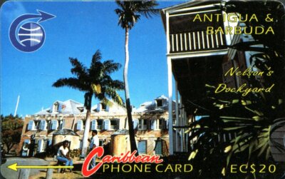 Seltene Antigua und Barbuda Karibik Telefonkarte Nelsons Dockyard 4CATB 20 EC$ 