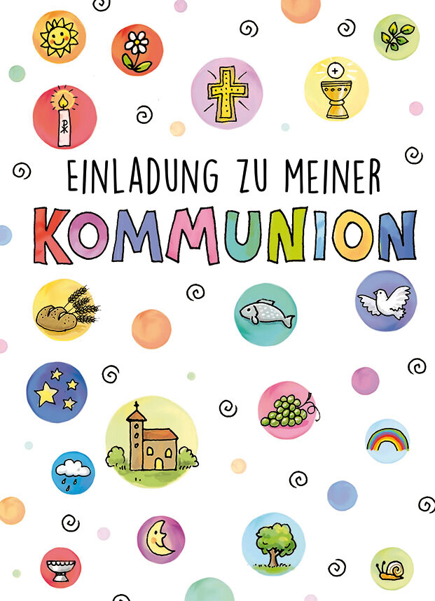 Kommunion - 5 Einladungskarten zur Kommunionfeier mit Briefumschlägen