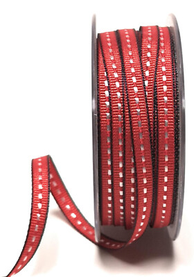 0,20 /m) Dekoband 20m x 6mm Rot - Weiß - Schwarz Etro Schleifenband [3451]