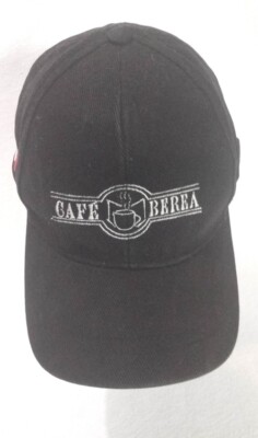 Cafe Berea Baseball Cap Hat Black Embroidered USA Flag Peru Flag Adjustable