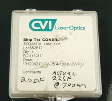 CVI 1" Dia. PLCX lens 225mm FL @ 700nm UV Fused silica