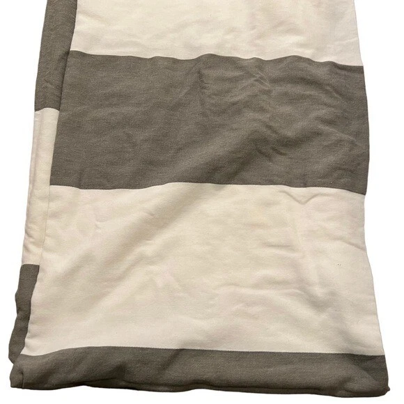 Kassatex Fine Linens Hampton 条纹浴帘白色灰色 100% 棉 — 第 3/4 张图片