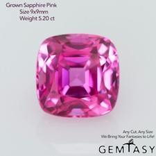 Cut stone - Sapphire Pink Czochralski (Pulled) lab grown, facet 9x9mm 5.20ct