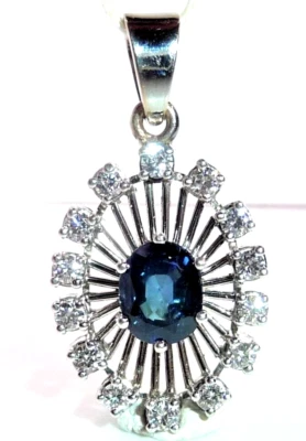 Anhänger 750 Weißgold 060 ct Diamanten Saphir 30,5 mm inkl. Schlaufe 5,4 g - Bild 1 von 4