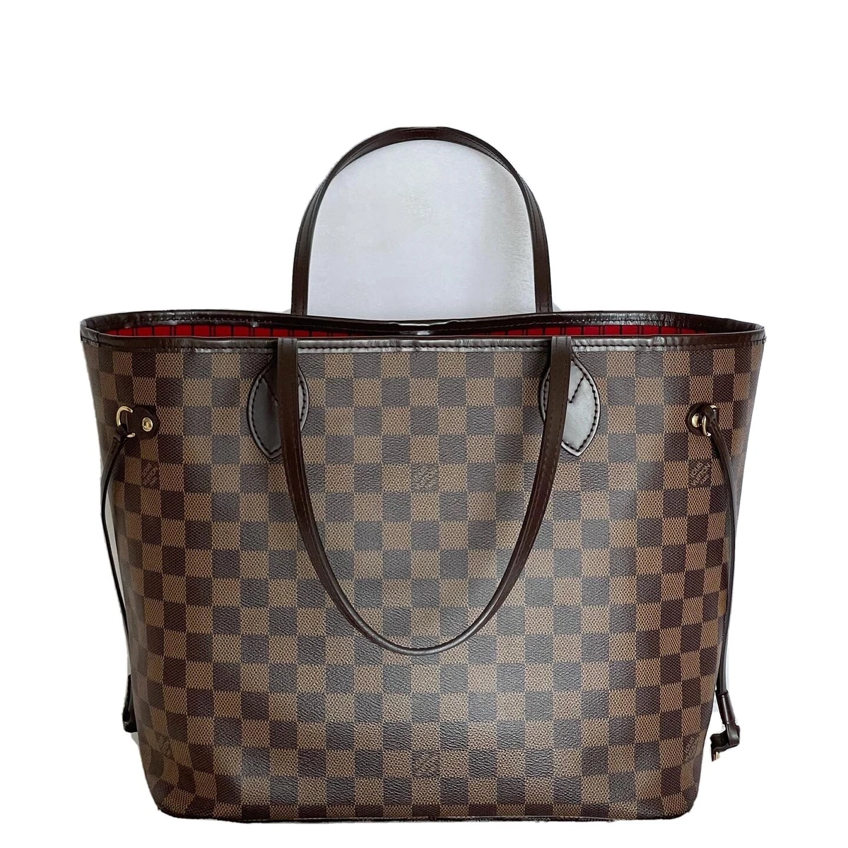 Louis Vuitton Neverfull Red Interior Tote MM Brown Canvas