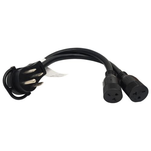 Parkworld 62596 RV Splitter NEMA 14-50P to 6-20R (T-Blade 6-15R) Dual Outlet
