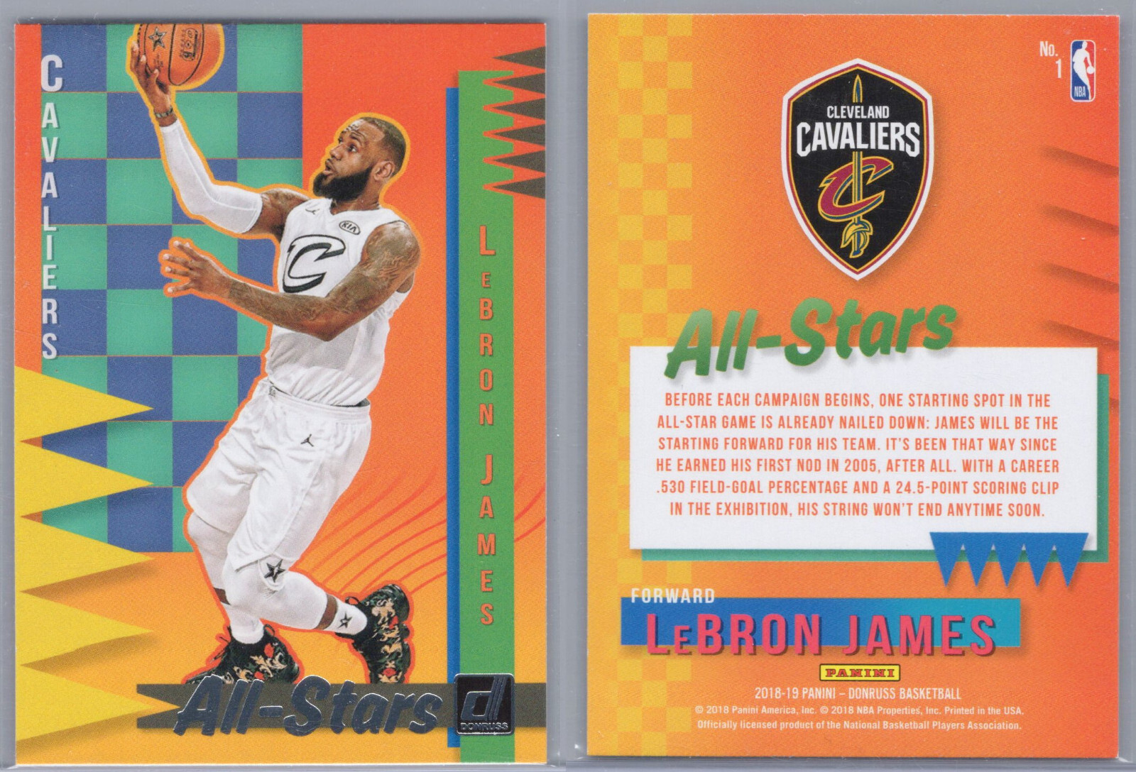 201819 Panini Donruss AllStars Insert 1 LeBron James Cleveland