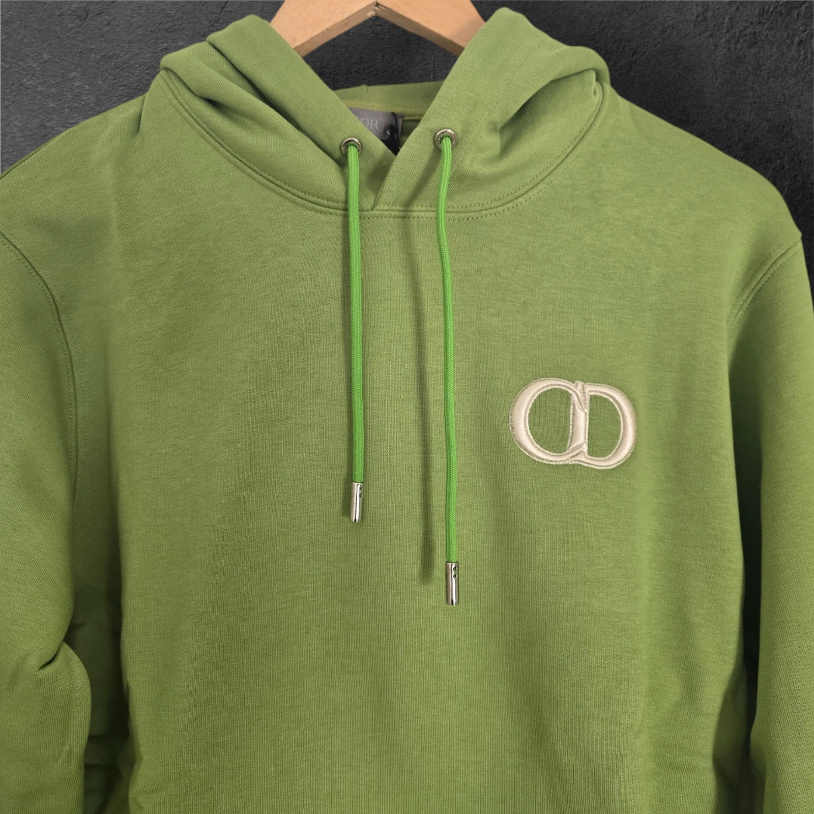Felpa con cappuccio oversize verde logo CD Dior cotone