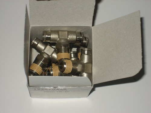 Box (10) IMI Norgren Pneufit 124670428 Nickel Swivel Tee 1/4" x 1/4" x 1/4NPT - Picture 2 of 3