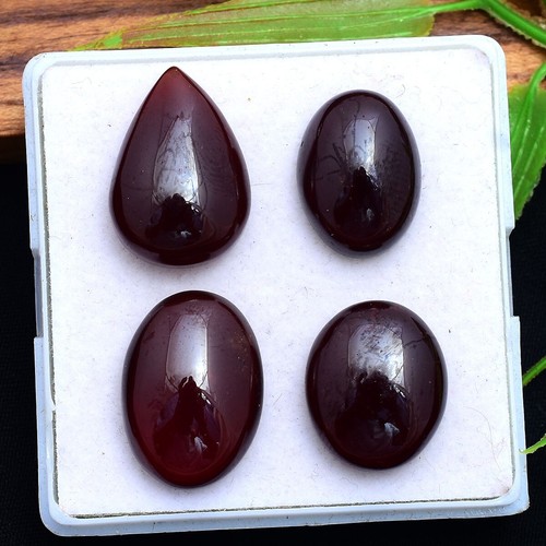 4 Stück Natürlich Hessonit Granat 17mm-21mm Cabochon Unbehandelt Weit Edelsteine - Bild 4 von 5