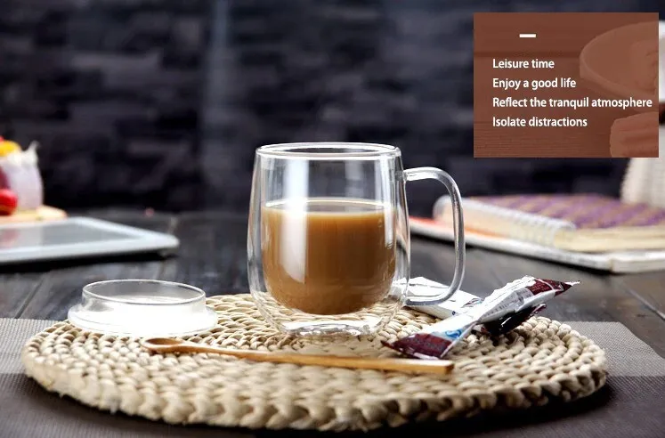 Double Wall High Borosilicate Glass Mug Heat Resistant Tea Milk Coffee Cup