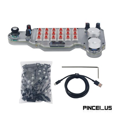9eJOY 18-Key Custom Mechanical Keyboard Multiple Knobs + Joystick + USB Hub pe66