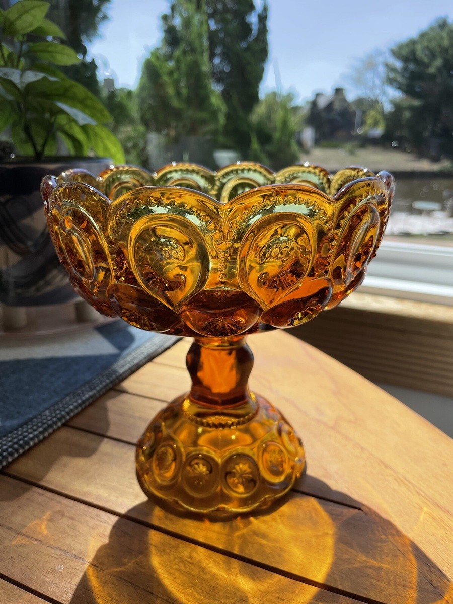 Vtg LE Smith Glass Amber Moon and Stars 10