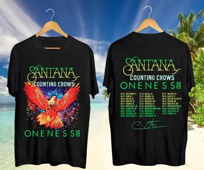 Carlos-Santana and Counting Crows The Oneness Tour 2024 T Shirt