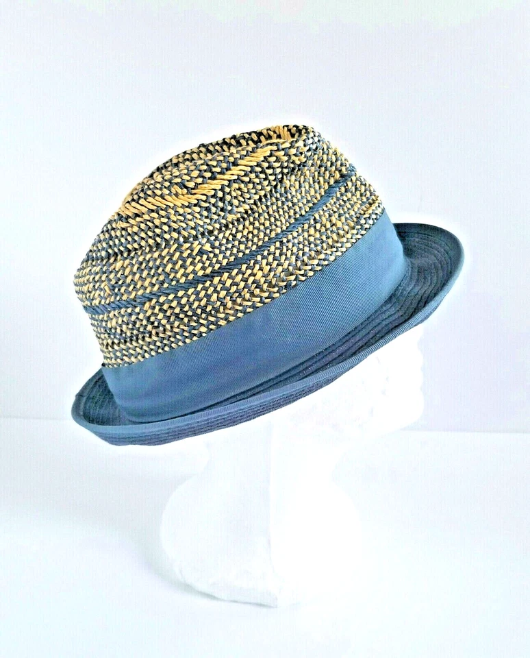 Sombrero SCALA Pronto Azul Tostado Arco Cuentas Tela Flores Toyo Talla Única Foto 3 de 4