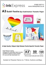 100gsm A3 Subli-Textile High Release Fabric Specific Sublimation Paper 50 sheet