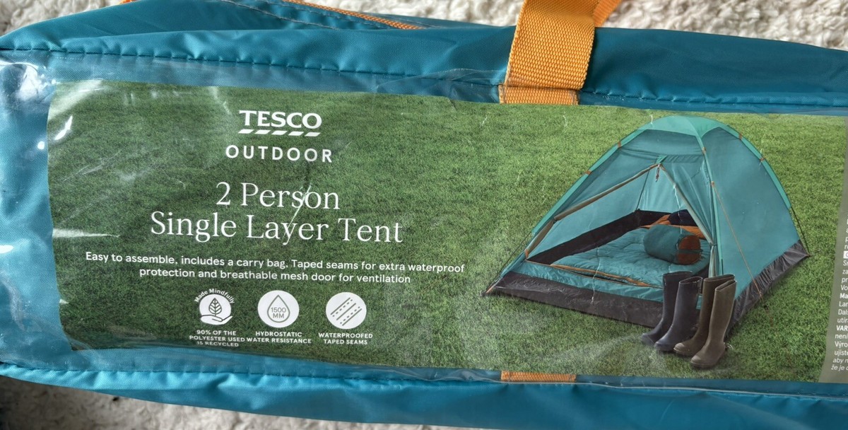 Tesco Outdoor Person Single Layer Camping Tent 200x 150x 100cm Weight 