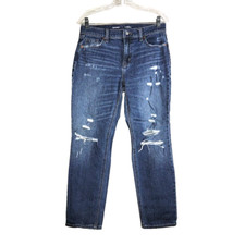 Old NAVY Destressed Boyfriend Jeans Size 4 Medium Wash Blue Denim 30X26