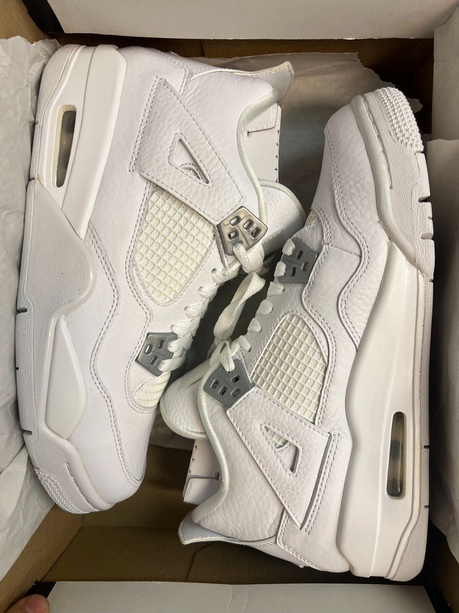 Air Jordan AJ4 Retro GS Pure Money White Silver 408452-100 | eBay