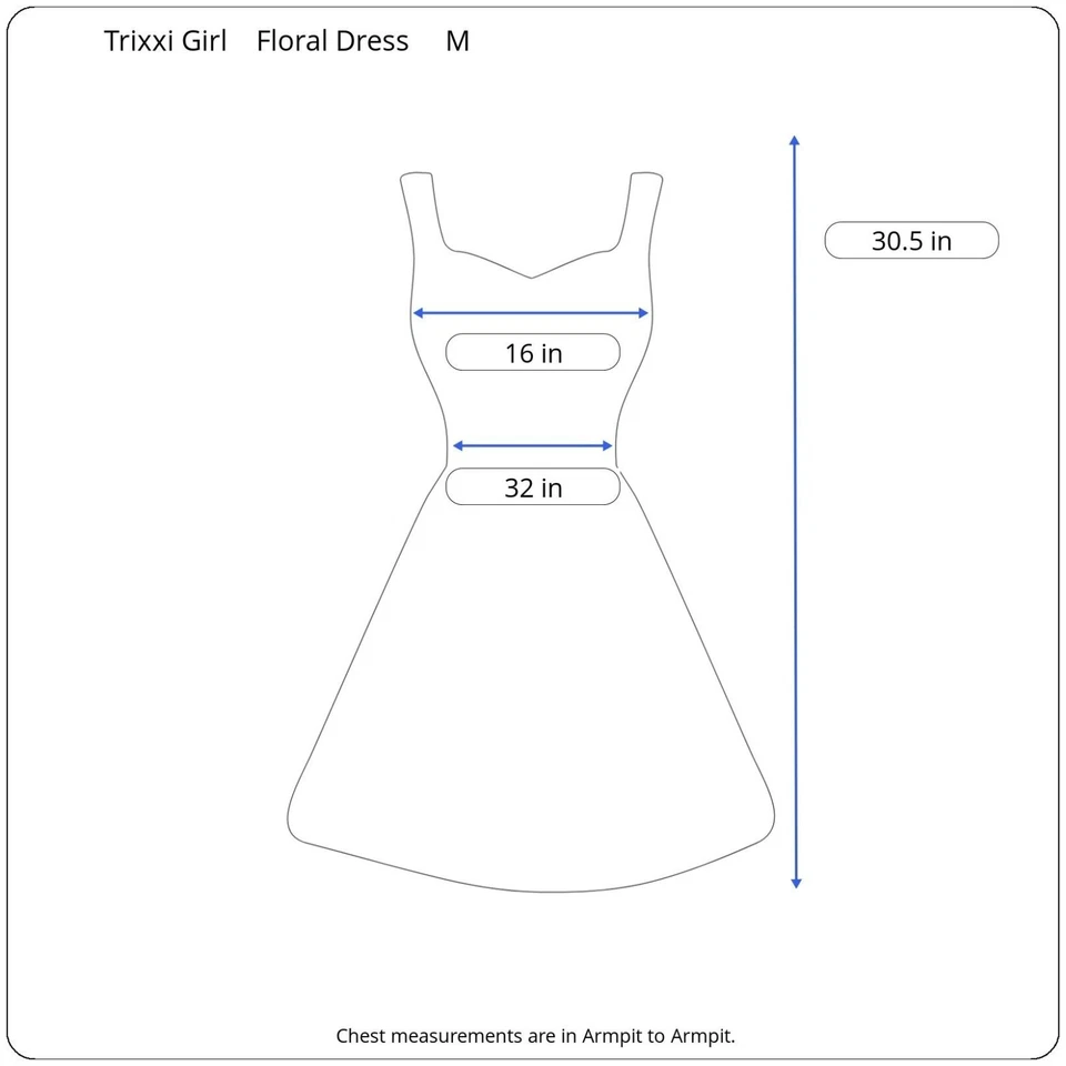 Trixxi Floral Cami Sundress M Blue Fit & Flare Tiered Knee-Length Summer Women - Image 2 of 4