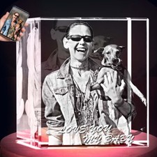 Personalized Gifts for Dog Lovers 3D Crystal Photo Custom Picture Pet Memorial
