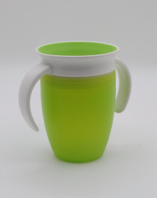 Munchkin Miracle 360 Toddler Sippy Cup with Handles Neon Green Spill Proof 7 OZ