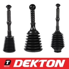 Dekton Master Plunger Clear Unblock Unclog Drains Sinks Toilets Showers Waste