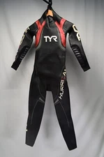 TYR Hurricane Category Cat 5 Wetsuit Full Sleeve Black Red Womens XS
