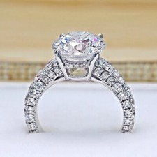 3 Ct Round Cut Gorgeous Moissanite Solitaire Engagement Ring Pure 14K White Gold