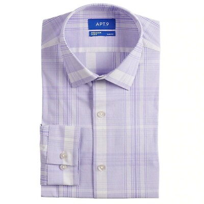 Men's Apt. 9 Slim-Fit Premier Flex Collar Stretch Dress Shirt Color Purple S