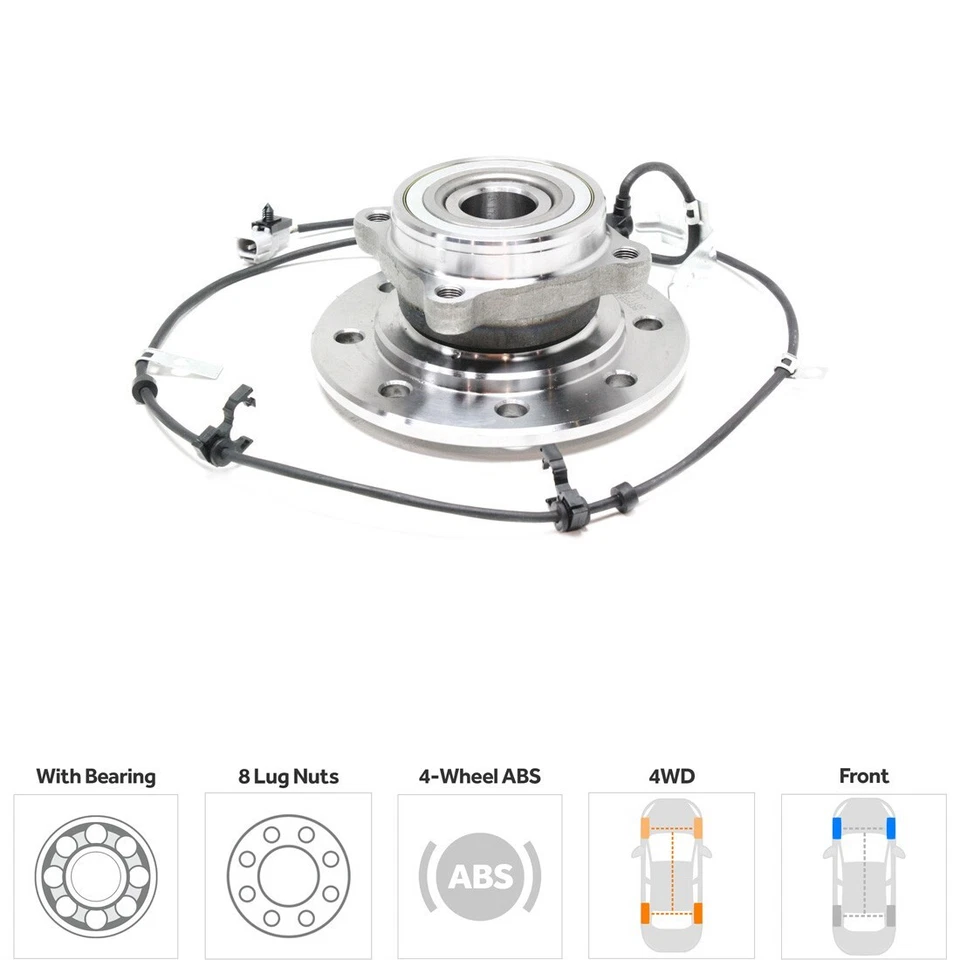 Bujes de rueda delantera TrueDrive REPD283718 8 tacos derecha para 98-99 Dodge Ram 3500 Base Foto 3 de 4