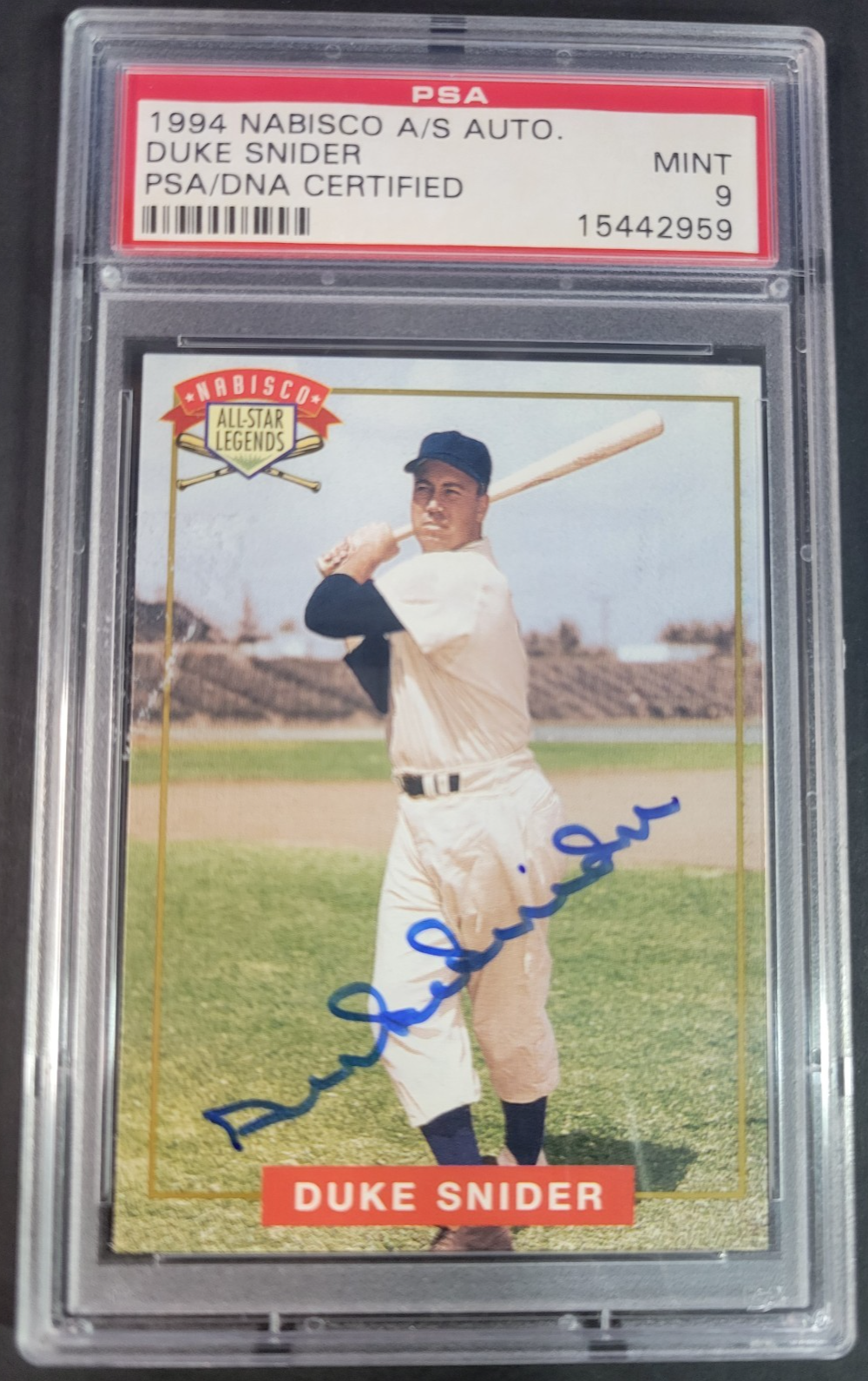 Duke Snider Autographed Signed Baltimore Orioles 1994 Nabisco All-Star Legends Auto PSA 9 HOF Dodgers 