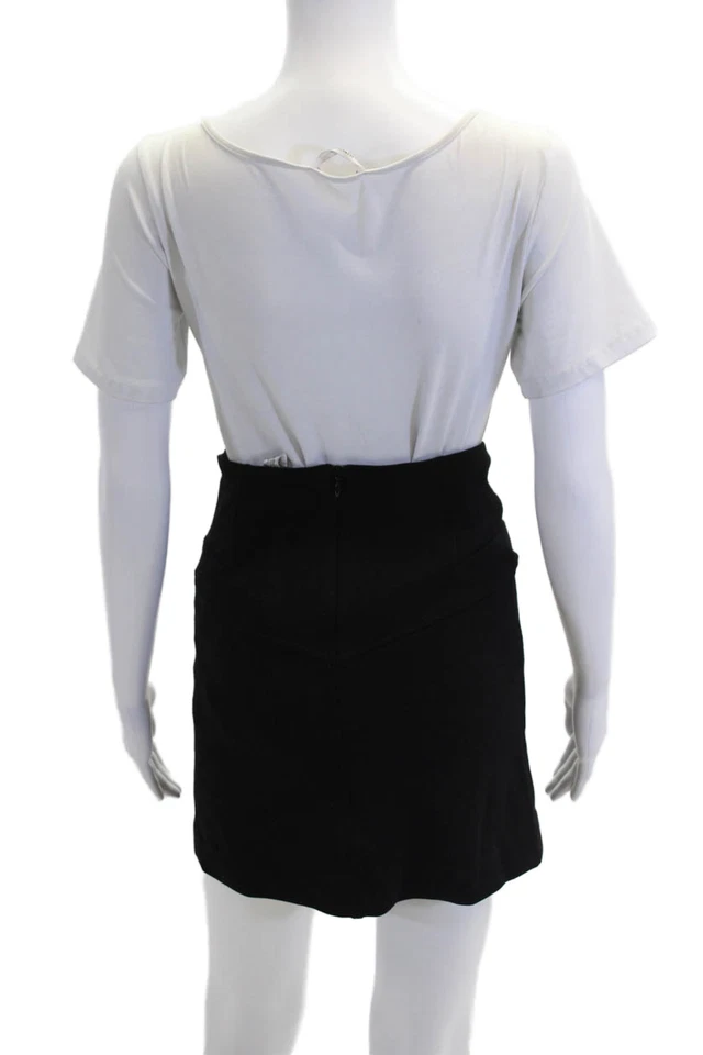 Diane Von Furstenberg Womens Wool A-Line Zippered Mini Skirt Black Size 0 - Изображение 3 из 4