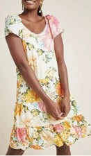 Farm Rio Anthropologie Womens Culebra Dress Sz Small Yellow Tropical Floral Boho