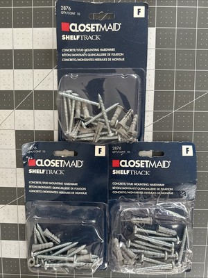 NOS 3-Pk Closetmaid Shelftrack Concrete/Stud Mounting Hardware #2876