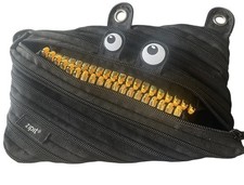 Zipit Monster Pencil Case With Eyes  Teeth Design Black 3 Ring Pouch Binder